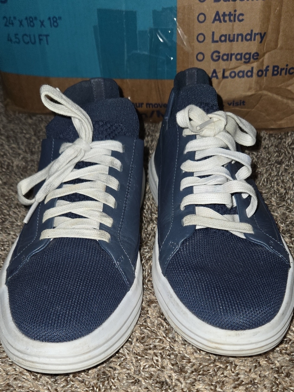 Mark Nason Los Angeles Shogun Down Time Knit Leather Sneaker Navy Blue White Men